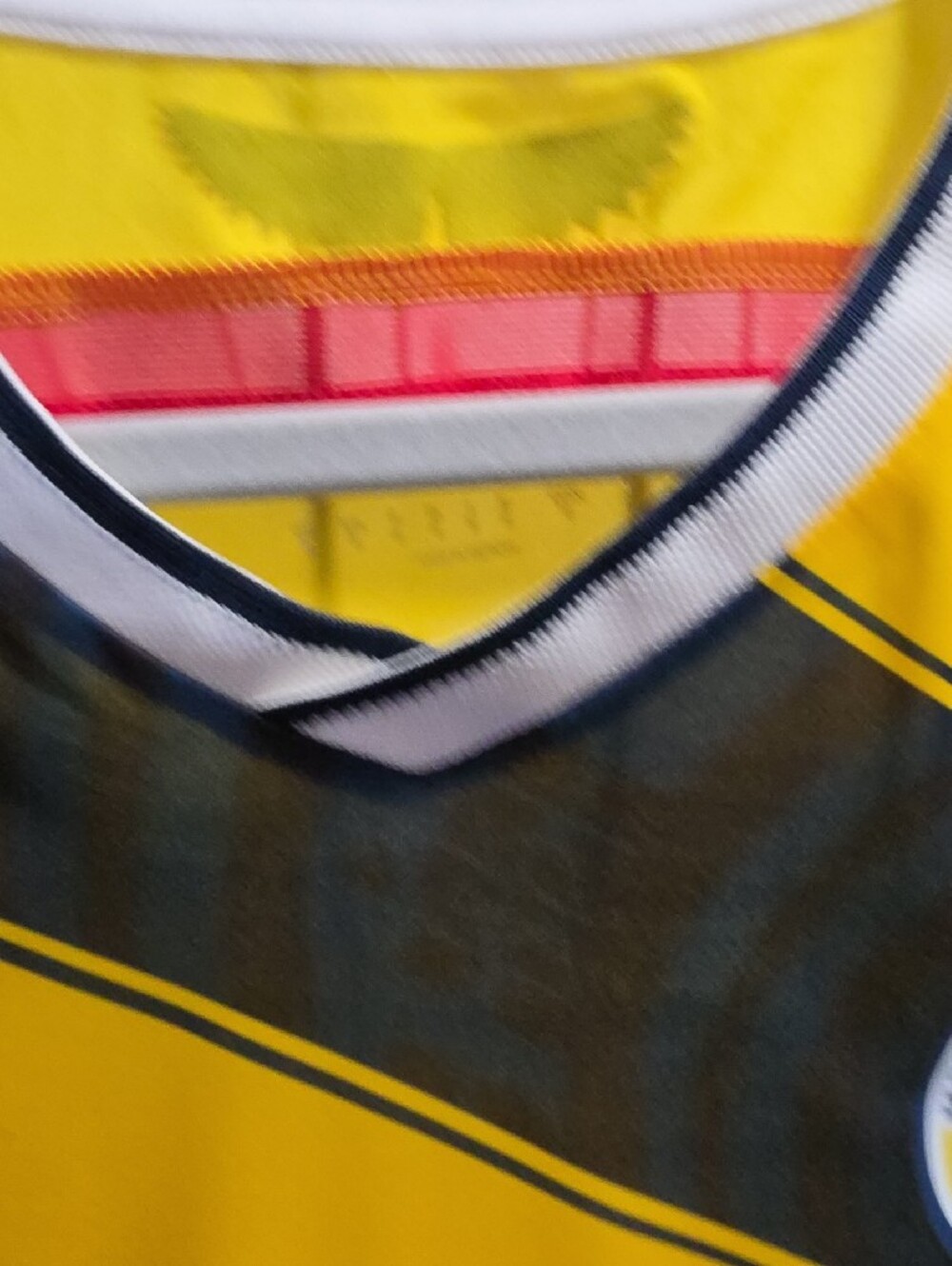 adidas Yellow and Navy Colombia Long Sleeve Soccer Jersey - Picture 6 of 10
